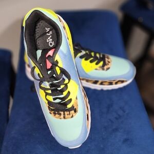 Cape Robbin Blue and Yellow Leopard Sneakers